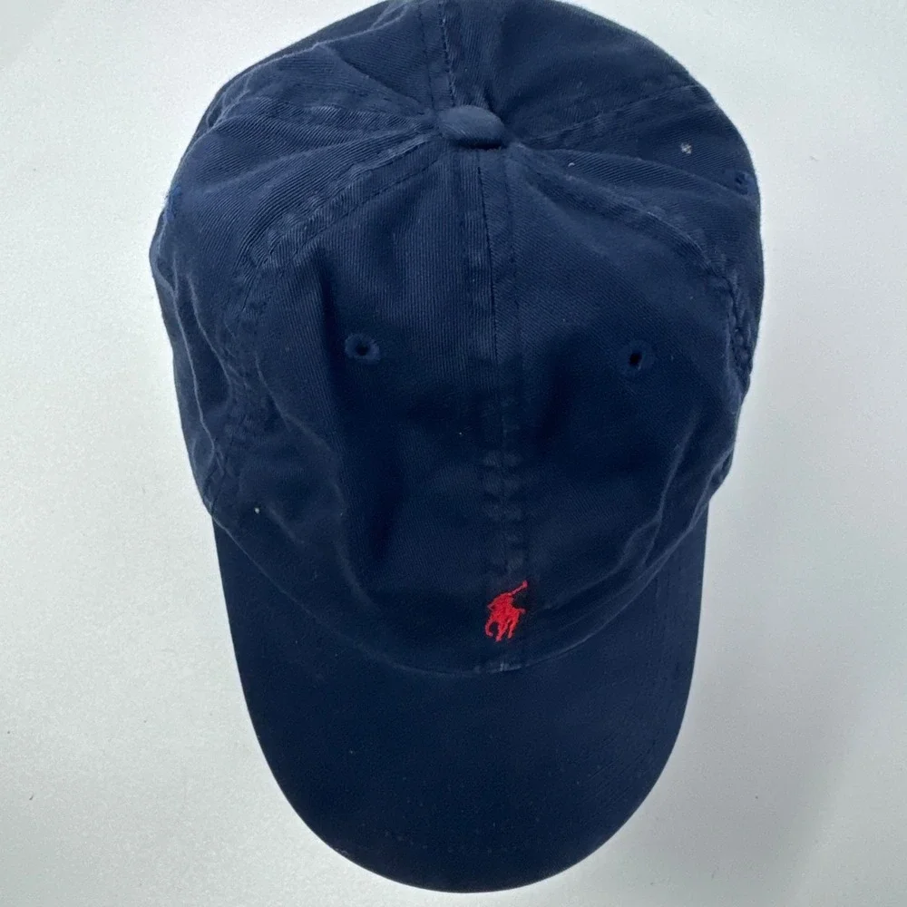 Polo Ralph Lauren Boys Navy Blue Cotton Baseball Cap Red Pony Hat Kids Size 4-7